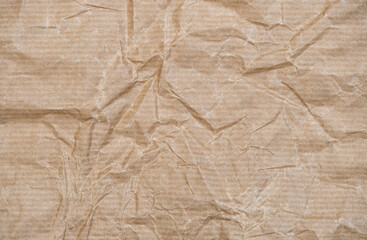 Recycled crumpled paper texture. Craft cardboard background