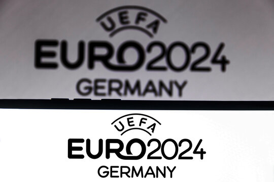 July 5, 2021, Brazil. In this photo illustration UEFA Euro 2024 (2024 UEFA European Football Championship) logo is seen on a smartphone screen.