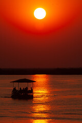 Fototapeta na wymiar sunset cruise at Chobe river Botswana
