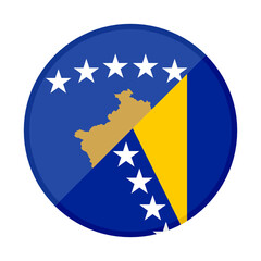 round icon with kosovo and bosnia and herzegovina flags isolated on white background
