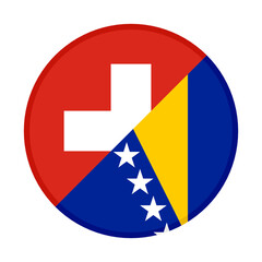 round icon with switzerland and bosnia and herzegovina flags isolated on white background
