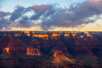 beautiful sunrise over the Grand Canyon in mid February