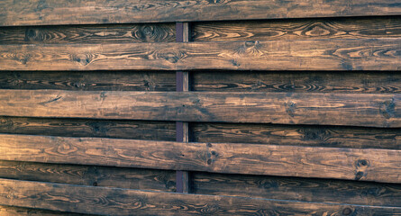 Panoramic photo with the texture of the painted pine boards.