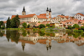 Fototapeta na wymiar Town Telc and pond Ulický rybník, Czech Republic
