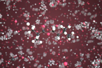 Isoamyl isobutyrate molecule, scientific molecular model, 3d rendering