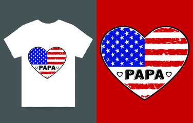  Papa American Flag T-Shirt Vector Design, US Papa Father's Day Gift Idea, Father's Day Gift Ideas