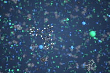 Malachite green molecule, conceptual molecular model. Chemical 3d rendering