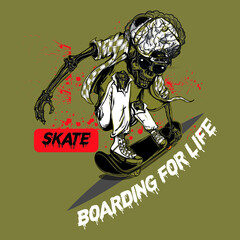 Skate boarding for life slogan t shirt design