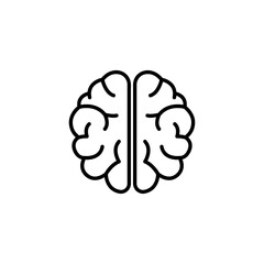 Human brain vector icon illustration, brain symbol in line style isolated on white background