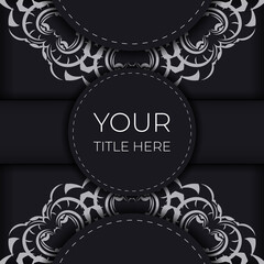 Black luxury invitation card design with silver vintage ornament. Can be used as background and wallpaper. Elegant and classic vector elements ready for print and typography.