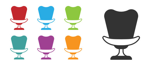 Black Armchair icon isolated on white background. Set icons colorful. Vector