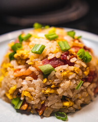 Fried. rice with bacon, green onion, and sweet onions