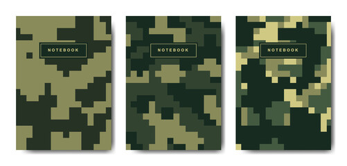 Military and army pixel camouflage cover notebook