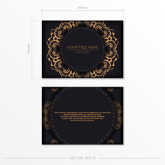 Black luxury invitation card design with vintage Indian ornament. Can be used as background and wallpaper.