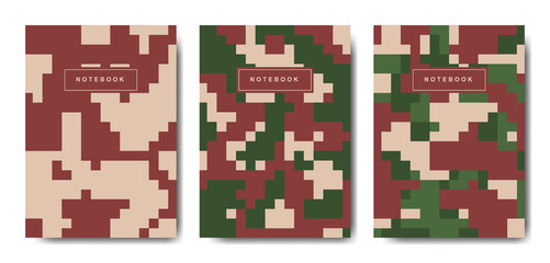 Military and army pixel camouflage cover notebook