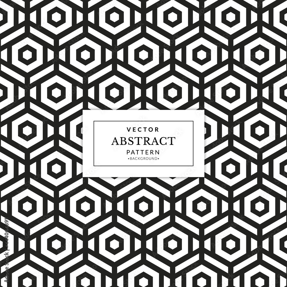 Poster abstract geometric seamless pattern with black hexagon background. mesh line, banners design, and we