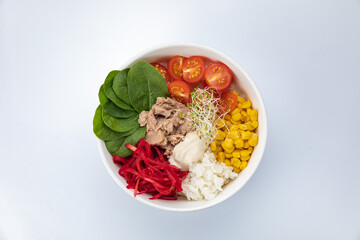 Hawaiian cuisine. Poke on a white background

