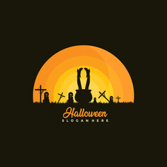 happy hallowen logo template design Vector illustration