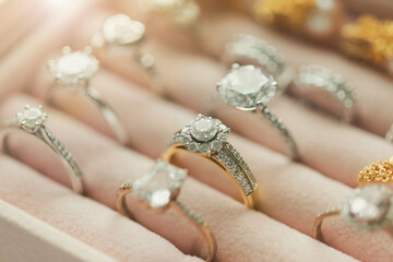 Jewelry diamond rings in box