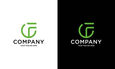 CF letter logo design on luxury background. FC monogram lettering logo concept. CF icon design Elegant and professional FC green color lettering icon design on black and white background. FC CF