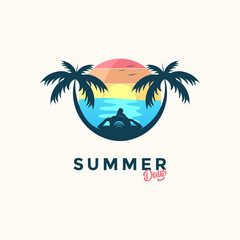 Obraz premium Summer logo template vector illustration