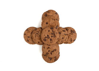 Brown biscuits isolated on white background.