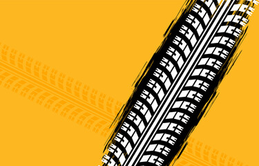 Yellow tire tracks imprint background