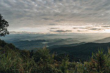 Sunset in the Mountains at Doi Pui Viewpoint Doi Suthep-Pui National Park Chiang Mai