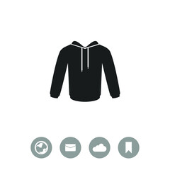 Men's hooded sweatshirt vector icon. Raglan icon.