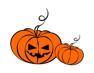Halloween pumpkin colored hand drawn vector illustration on a white background.