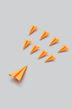 Orange decorative paperplanes