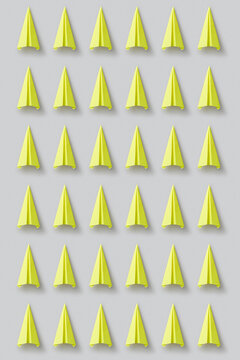 Pattern of yellow origami paperplanes