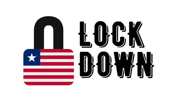 Liberia Lockdown for Coronavirus Outbreak quarantine. Covid-19 Pandemic Crisis Emergency. Liberia flag lockdown concept illustration on white background 

