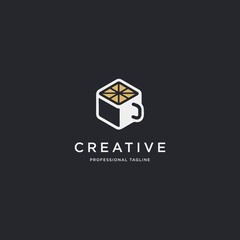 Cup of coffee and speech bubble logo template. Coffee break vector design. Coffeehouse logotype