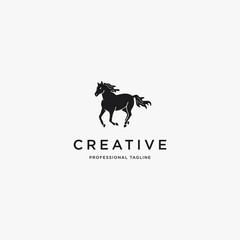 Running horse logo template isolated on white background