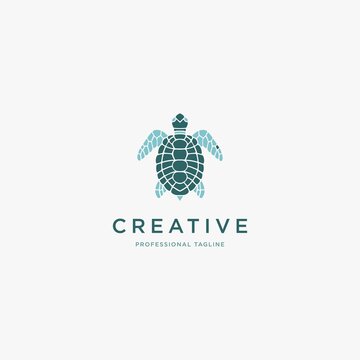 Turtle logo graphic design concept. Editable sea turtle element, can be used as logotype, icon, template in web and print
