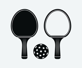Pickleball paddle Printable Vector Illustration. Pickleball Paddles and Ball Vector, Pickleball Clipart, Pickleball Bat Symbol, icon, Logo