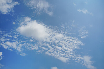 Naklejka na ściany i meble Middle Clouds, Altocumulus on blue sky background.