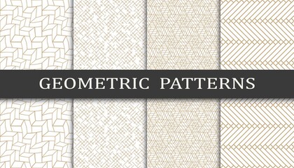 Set of geometric seamless patterns. Abstract geometric graphic design print pattern. Seamless geometric golden lines pattern.