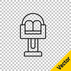 Black line Attraction carousel icon isolated on transparent background. Amusement park. Childrens entertainment playground, recreation park. Vector