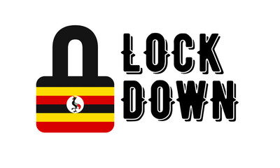Uganda Lockdown for Coronavirus Outbreak quarantine. Covid-19 Pandemic Crisis Emergency. Uganda flag lockdown concept illustration on white background 
