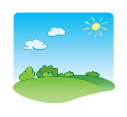 Fototapeta premium green summer landscape under blue sky - vector
