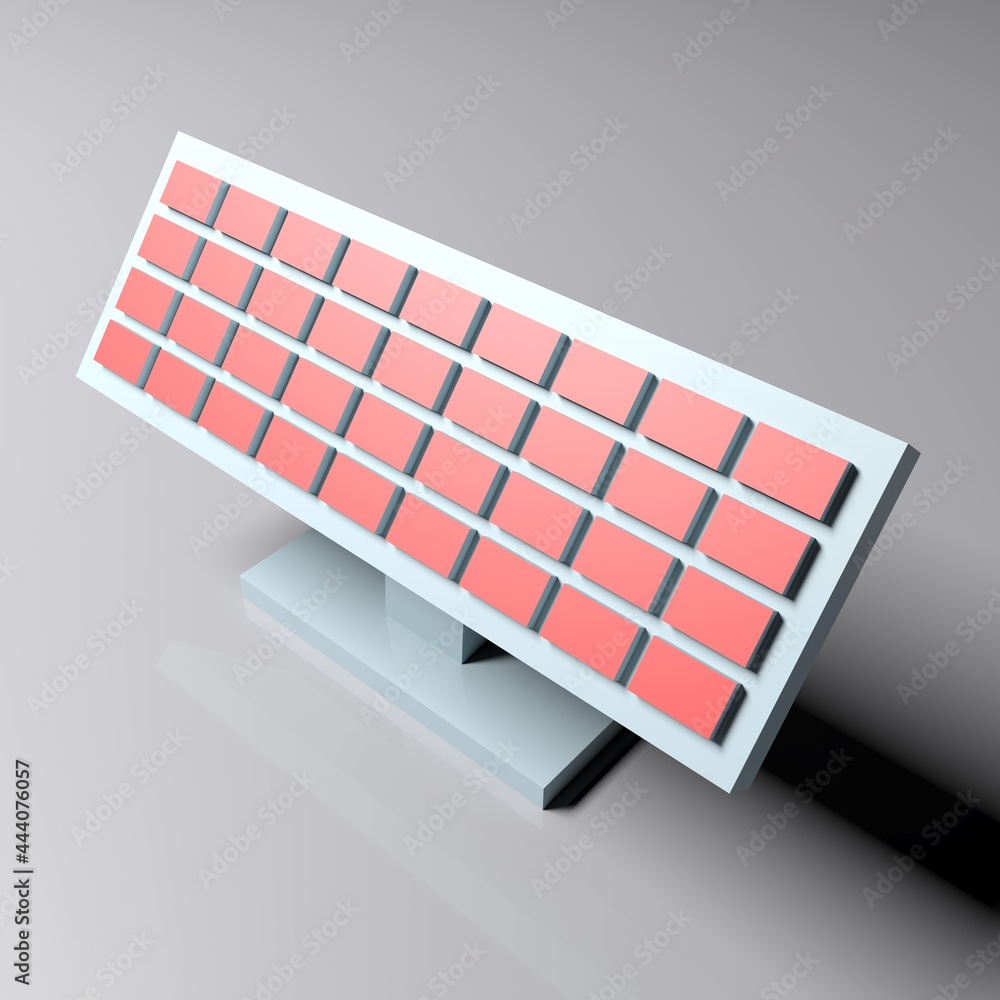 Poster abstract red led light panel isolated on white background - 3d rendering illustration