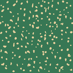 Abstract seamless pattern. Beige spots on a dark green background, like flowers in a meadow. For the decoration of fabric, paper, for the background.