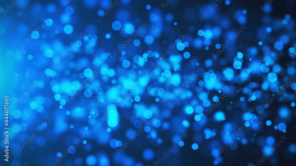 Aufkleber beautiful blue glowing bokeh, shallow depth of field, computer generated abstract background, 3d ren