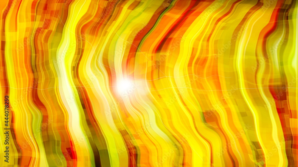 Poster abstract bright yellow stripes are in space - abstraction of distortion of space, computer generated