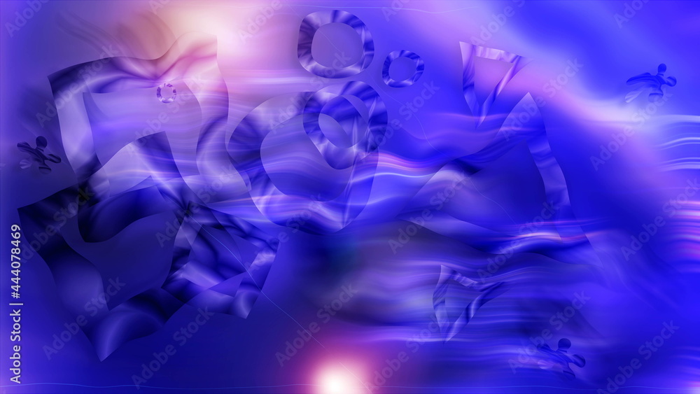 Poster clear geometric abstraction - distortion of space with shiny effect, computer generated background, 