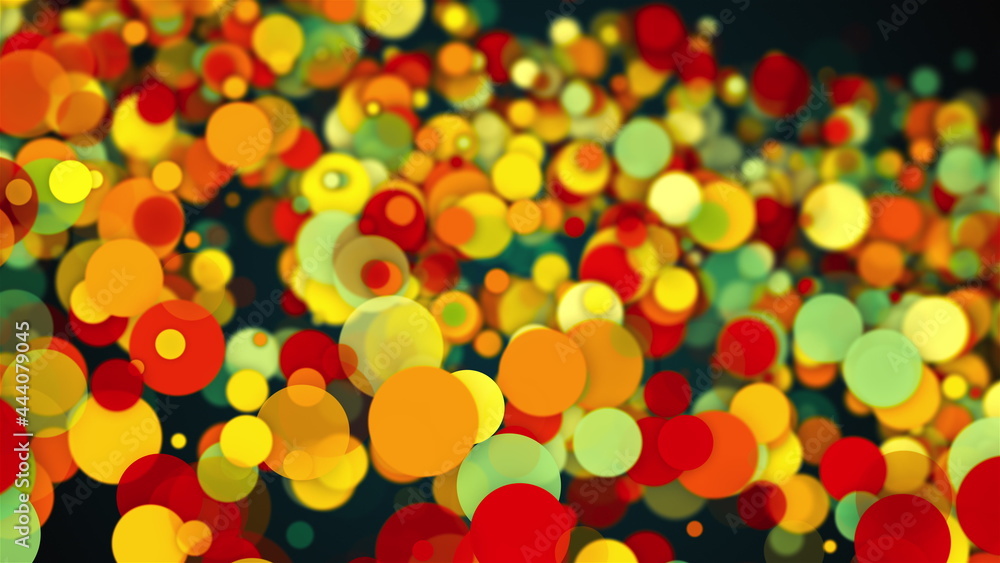 Poster abstract backdrop with colorful transparent circles, spheres and particles. computer generated 3d re