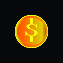 dollar coin illustration with gold color black background