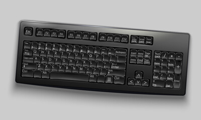 vector image of computer keyboard. realistic 3d image isolated on white background.